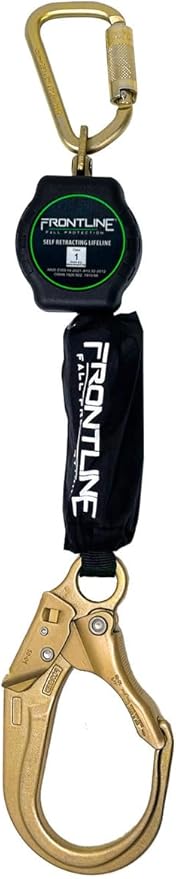 Frontline RPA12R 12' Aramid Web Single Leg SRL with Steel Rebar Hook | Lightweight, Durable & Compact | 310 lbs Capacity | Aramid Fiber Webbing | ANSI & OSHA Compliant | ISO Lab Tested (2 Pack)