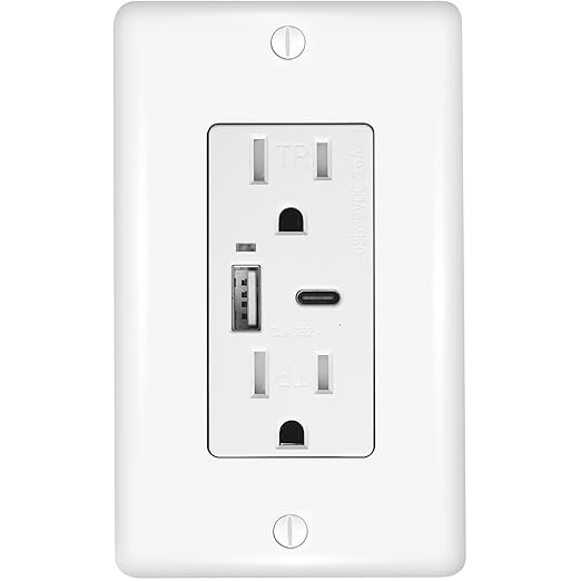 Faith Combination Electrical Outlet and USB Wall Charger | White Wall Outlet with USB Ports (1-Pack) | Power Outlet 15A/125V with 3.6A/5V Type A and C USB Outlets | Fast Charging and Tamper Resistant