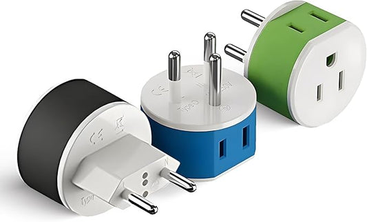OREI Thailand Power Plug Adapter with 2 USA Inputs - Travel 3 Pack - 2 x Type O, 1 x Type C (US-18) Safe Grounded Use with Cell Phones, Laptop, Camera Chargers, CPAP, and More