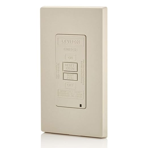 Leviton Blank Face GFCI, 20 Amp, Self Test, LED Indicator Light, Provides GFCI Protection Where an Outlet is not Needed, GFRBF-W, Light Almond