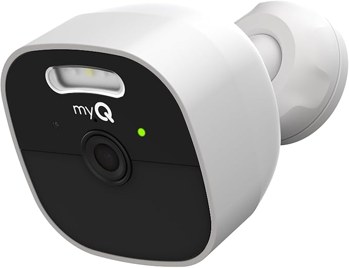 CHAMBERLAIN myQ Outdoor Battery Camera | 2K Camera, Color Night Vision, Spotlight, Motion Alerts, Live View with Two-Way Talk, Wireless, Weather-Resistant, Outdoor, White
