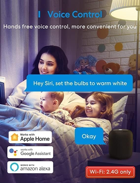 meross Smart Light Bulb, BR30 WiFi Flood LED Bulbs Support Apple Homekit, Siri, Alexa, Google, Full Color Changing RGBCW Dimmable 1300 Lumens 100W Equivalent, White, 2 Count (Pack of 1)