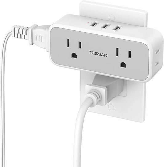 Surge Protector Outlet Extender, TESSAN Multi Plug Outlet Splitter with 4 Electrical Outlets 3 USB Ports, Multiple Plug Mini Wall Expander for Home Bathroom Office Dorm Room Essentials