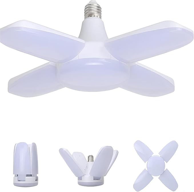 500W Equivalent E27 LED Light Bulb Garage Light, 6500K Cool White Lights Bulbs, Flicker-Free Energy-Saving Lights Suitable for Garage/Factory/Outdoor Camping/Backyard and Home Lighting