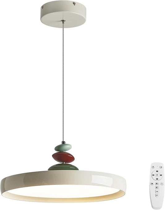 Modern Pendant Lights,White 16" LED Pendant Lighting Fixture with Remote Control Dimmable 3 Color Mode & Brightness, Adjustable Hanging Lamp for Kitchen Dining Room Bedroom Kitchen Island