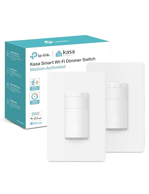 Kasa Smart Motion Sensor Switch, Dimmer Light Switch, Single Pole, Needs Neutral Wire, 2.4GHz Wi-Fi, Compatible with Alexa & Google Assistant, UL Certified, No Hub Required(ES20MP2) White 2-Pack