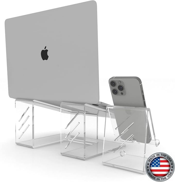 6MM Acrylic Laptop Stand with Ergonomic Design, Compatible with 10-17 Inch Laptops, Made in USA