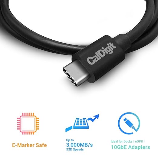 CalDigit Thunderbolt 4 Cable - 40Gbps 100W Power Delivery, Compatible with Thunderbolt 3 & USB Type C, MacBook Pro, iMac, iPhone 15 Max, Black (0.8 Meter 2.62 Feet, Thunderbolt 4 / USB 4 Cable)