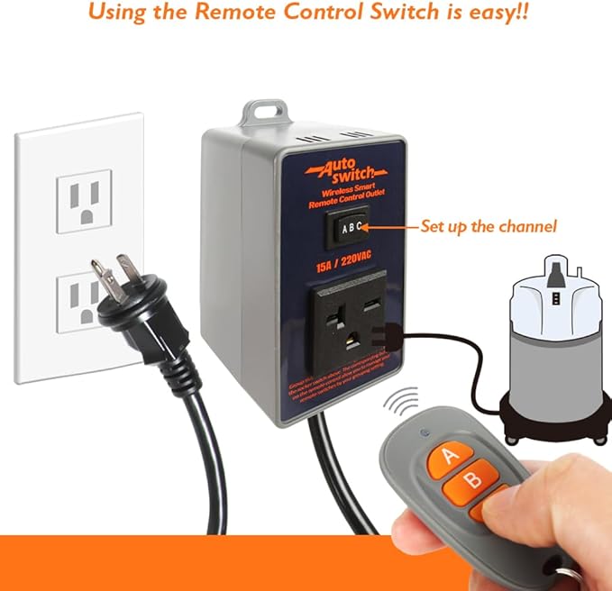 O'SKOOL Remote Control Wireless Electrical Outlet Switch, 433M Transmitter 220V Plug (Battery Included)