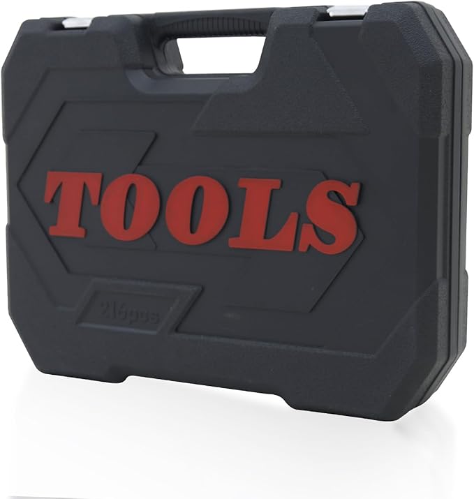 Professional 216pcs Drive Socket Ratchet Wrench Set, 1/4 & 3/8 Inch Drive, Standard Full Mechanic Tool Set for Auto & Motorcycle Repair Kit with Storage Case (216p