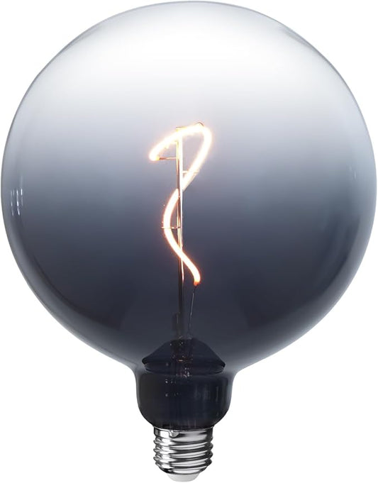 ONEWISH G150 Globe LED Bulb - Gradient Black Clear Glass Decorative Design, E26 LED Filament Bulb, Warm Lighting for Livingroom Kitchen Island, Café, Ceiling Hanging Light Fixture φ150mm(6")