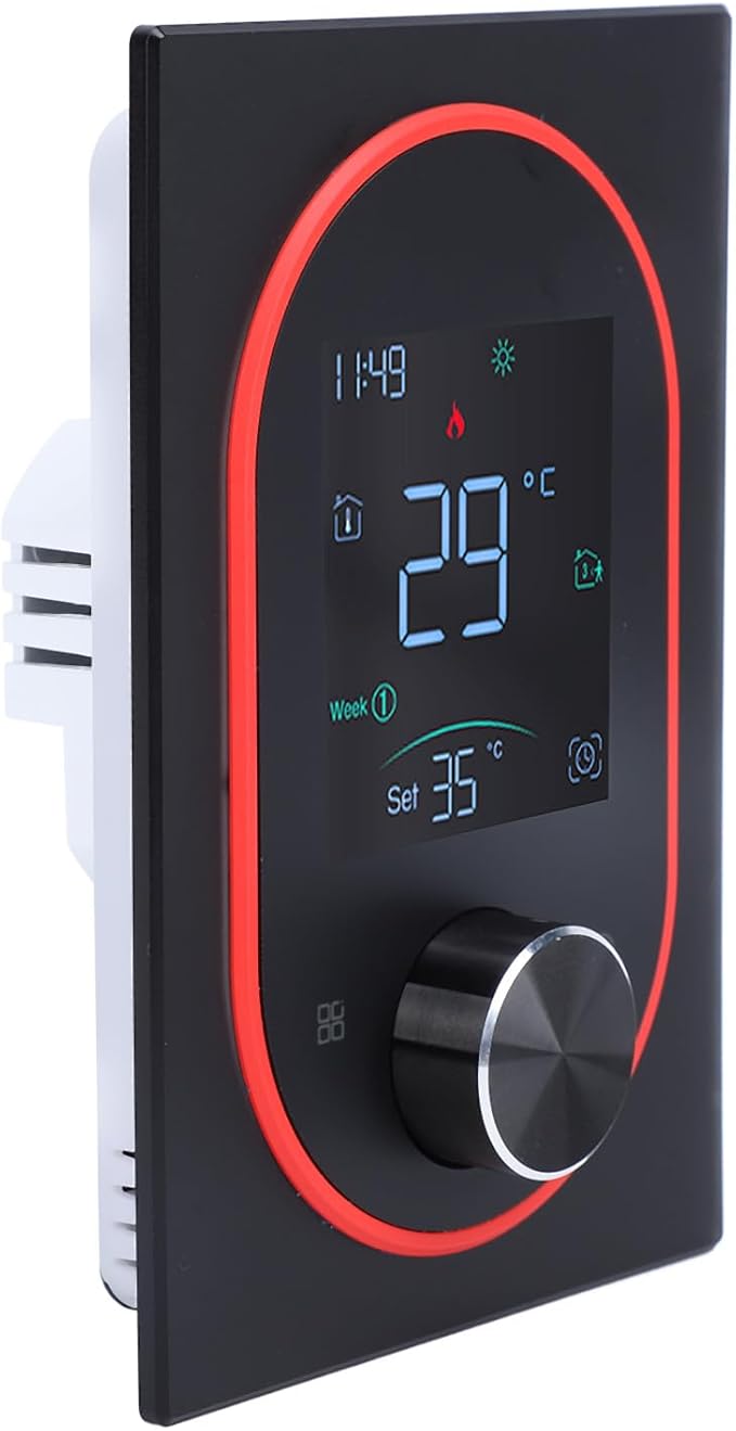 Smart Color Thermostat for Electric Heater LCD Programmable Touchscreen Control for Home Hotel Office with APP, ABS Aluminum Alloy Material (#2)