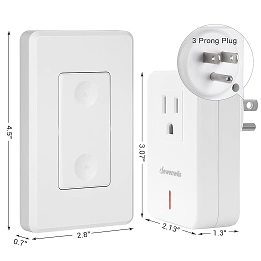 DEWENWILS Wireless Remote Wall Switch and Outlet, Plug in Remote Control Outlet Light Switch, No Wiring, Expandable, 100ft RF Range, ETL Listed (2 Switches and 1 Receiver)