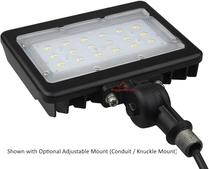 RuggedGrade Threaded Conduit Mount/Adjustable Knuckle Mount for 90W Kivo Series LED Flood Light | Durable Aluminum Mounting Arm | Outdoor LED Fixtures | DLC 5.1 Premium