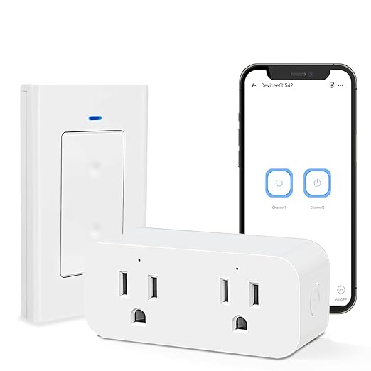 Ewelink 16a WiFi Smart Plug, App Remote Control Timer Outlet Power Socket with 2.4Ghz Wireless Switch, 2-in-1 Compact Design, Compatible with Alexa,Google Home, SmartThings