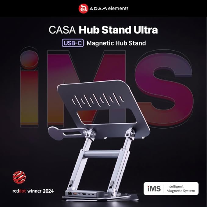 ADAM elements USB-C Stand Ultra/Laptop Docking Station – Hub Stand Ultra USB-C Magnetic 6in1 Hub for All MacBook, iPad & Laptop