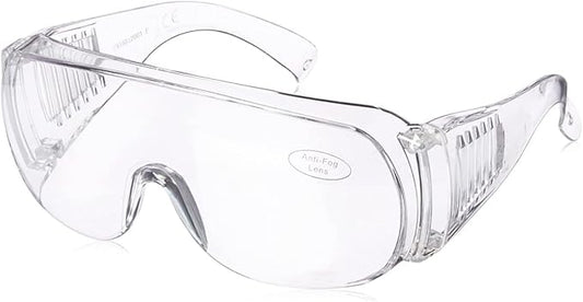 EMI # 412 Clear Safety Glasses Eyewear - Wear Over Glasses – Anti-Fog, Anti-Scratch Protective Eyewear for Medical Professionals, Labs, and Workplaces – Polycarbonate Eye Protection