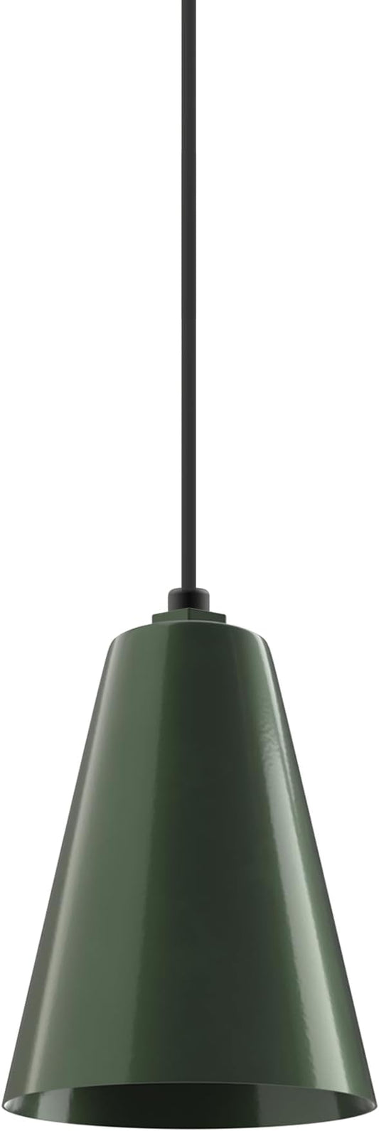 Steel Lighting Co. Laurel Pendant Light | Ceiling Mounted | 8.5 inch Cone Shade | Modern Contemporary Farmhouse Style Made in America | Black Cord |Hunter Green Exterior/Hunter Green Interior