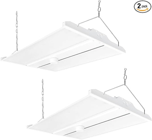 2FT LED Linear High Bay Shop Light with Motion Sensor, 210W High Bay Work Light Fixture, 28350LM, 120-277V, 5000K Daylight Linear Hanging Lighting for Garage, Warehouse, UL&DLC Listed - 2PK