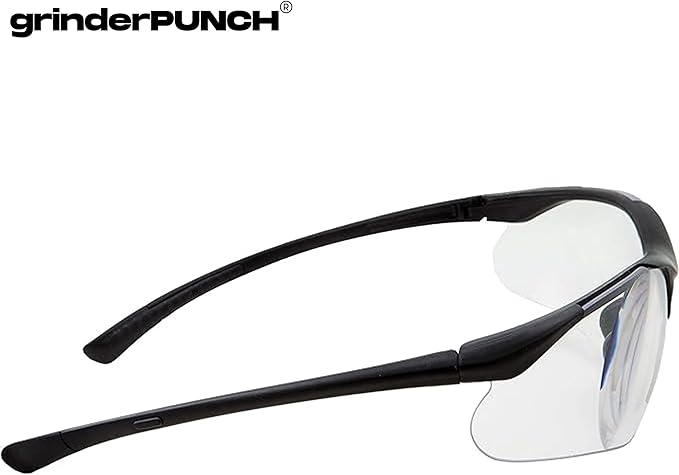 grinderPUNCH Full Lens Magnification Safety Glasses with Black Frame | Clear Lens | | Magnifying Reading Eyewear