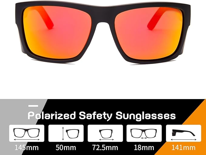 UV400 Polarized Safety Sunglasses – ANSI Z87.1 Certified, 100% UV Protection, Anti-Glare, Impact Resistant