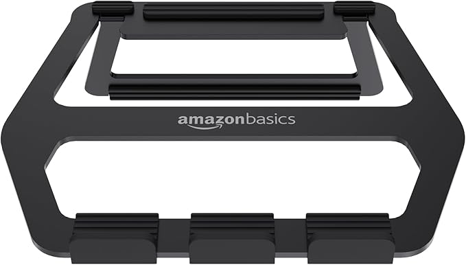Amazon Basics Aluminum Portable Foldable Laptop Support Stand for Laptops up to 13", Black