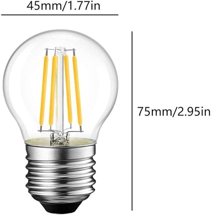 LED Edison Light Bulbs, Non-Dimmable 4W G45 2700 Kelvin E26 LED Bulb, 40W Incandescent Equivalent Warm White Light Bulb for Tiffany Large Table Lamp, Home Pendant Light, Ceiling Fans (6 Packs)
