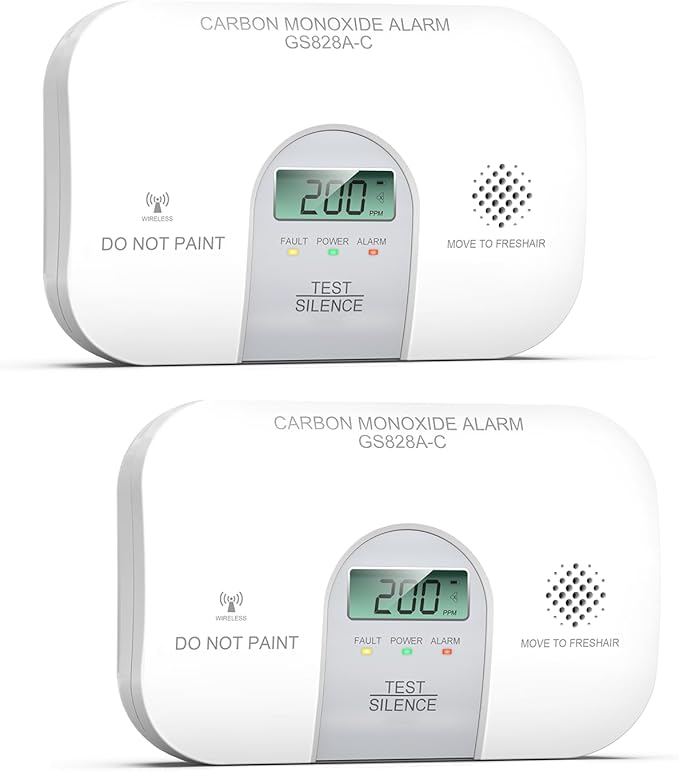 Siterwell Wireless Interconnected Carbon Monoxide Detectors, Travel Carbon Monoxide Detector with LCD Digital Display and Sound Warning, ETL Listed, Portable Carbon Monoxide Detector for Home, 2-Pack