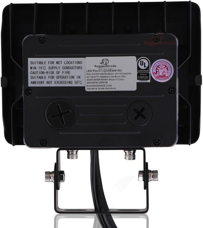 RuggedGrade 30W LED Flood Light | Kivo II Series | 4,350 Lumens | Color Selectable 3000K/4000K/5000K | 145LM/W | Outdoor Waterproof Security Light | Yoke Mount with Photocell | DLC 5.1 Premium