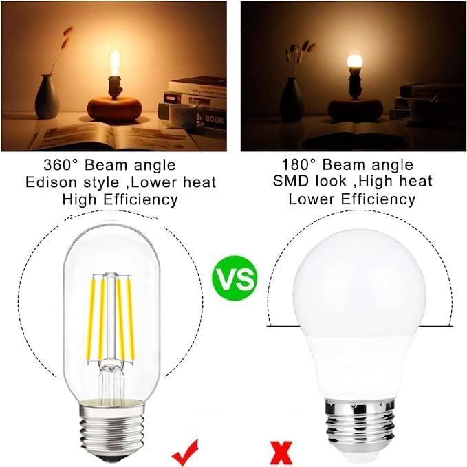 LED Tubular Bulb 4W,E26 Clear Edison Bulb,40W Equivalent 400 Lumens, Antique Edison Style LED Filament Light Bulbs,2700K Warm White Non Dimmable Pack of 12