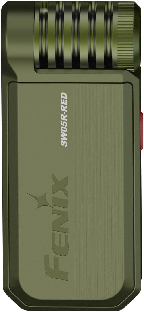 Fenix SW05R-RED Clip On Flat Body swival Flashlight with Red Light with EdisonBright Accessory case Bundle (Green)