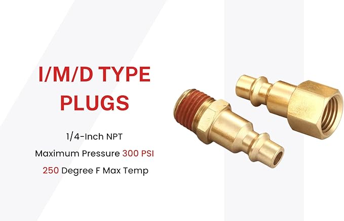 Coupler and Plug Kit (28 Piece), Industrial Type D, 1/4 Inch NPT, Solid Brass Quick Connect Air Hose Fittings Set, with Sealant