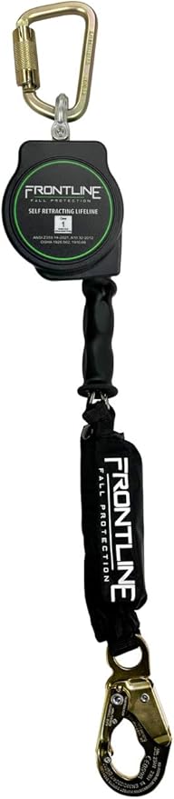 Frontline RPG10' Cable SRL with Steel Snap Hook End | 3/16" Galvanized Steel Cable | Lightweight, Durable | Swivel Anchorage Eye | 310 lbs Capacity | ANSI & OSHA Compliant (1 Pack)