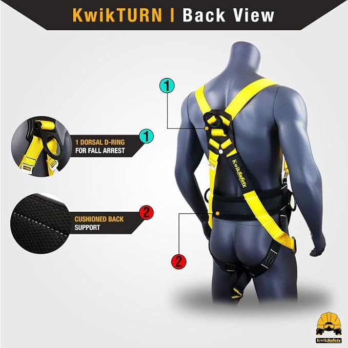 KwikSafety - Charlotte, NC - HURRICANE Ironworker & Tower Safety Harness [3 D-RINGS, BACK SUPPORT] ANSI Tested OSHA Compliant