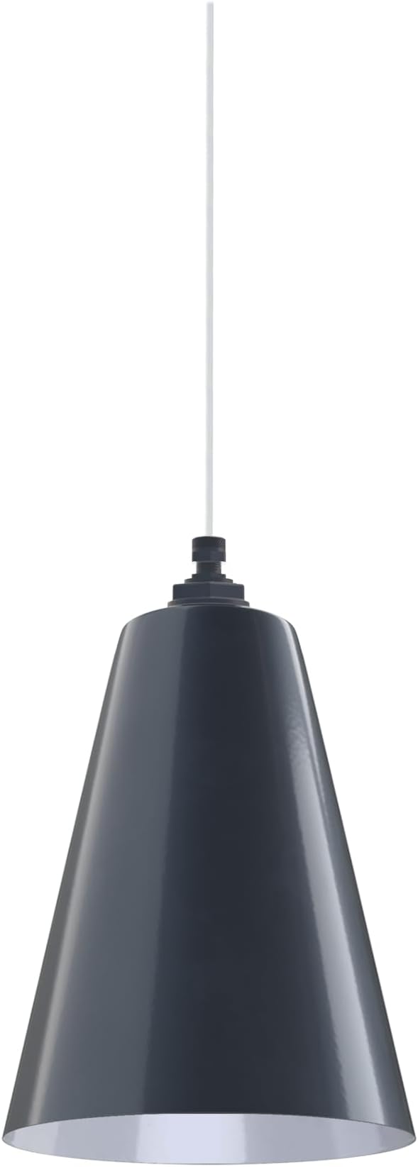 Steel Lighting Co. Laurel Pendant Light | Ceiling Mounted | 8.5 inch Cone Shade | Modern Contemporary Farmhouse Style Made in America | White Cloth Cord | Gray Blue Exterior/White Interior