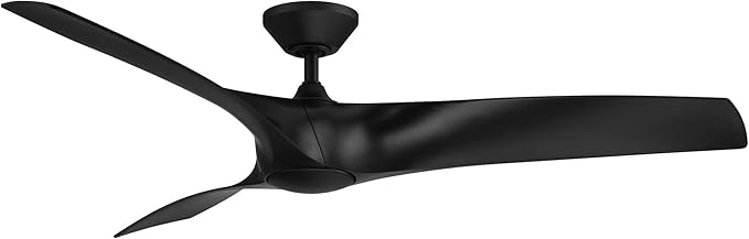 Zephyr Smart Indoor and Outdoor 3-Blade Ceiling Fan 62in Matte Black with Adjustable CCT 2700K-3000K-4000K-5000K LED Light Kit and Remote Control works with Alexa, and iOS or Android App