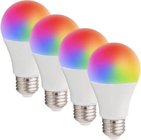 Maxxima Smart WiFi Light Bulb, LED Color Changing A19 Luvoni Bulb, Compatible with Alexa and Google Home Assistant, 800 Lumens, Bluetooth/WiFi Enabled, Controlled via App, 4-Pack