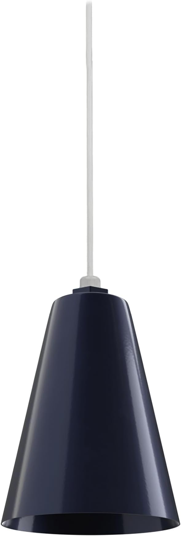 Steel Lighting Co. Laurel Pendant Light | Ceiling Mounted | 8.5 inch Cone Shade | Modern Contemporary Farmhouse Style Made in America | White Cord | Navy Blue Exterior/Navy Blue Interior