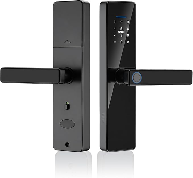 Smart Keyless Entry Door Lock with Handle,Fingerprint Lock Deadbolt,Auto Lock Deadbolt with Keypad,Biometric Door Lock, Smart Front Handle Set