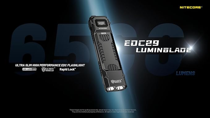 Nitecore EDC29 6500 Lumen USB Rechargeable Flat Slim Body LED Flashlight with EdisonBright Accessory case
