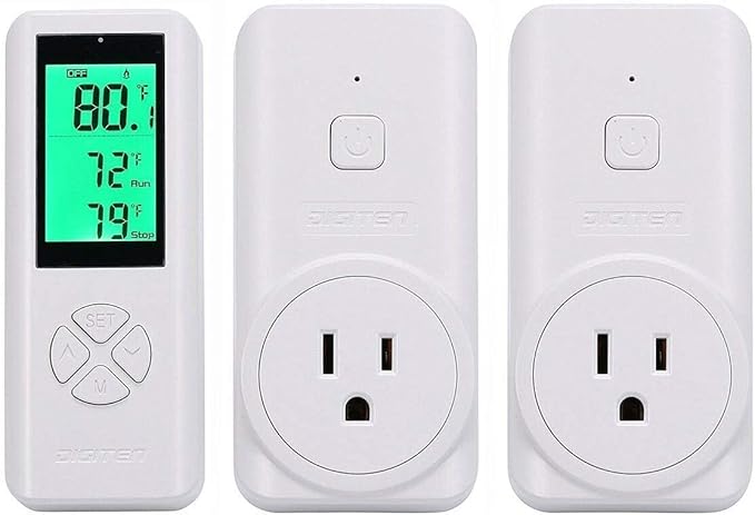 DIGITEN Wireless Temperature Controller, Remote Control Detect Temp, Digital Remote Thermostat, Plug-in Thermostat Outlet