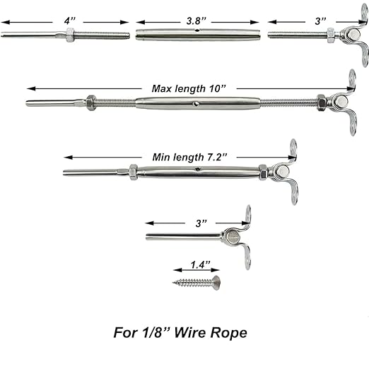 Cable Railing Hardware, 12 Pairs Railing Kit, for 1/8 System, Adjustable Angle, T316 Marine Grade