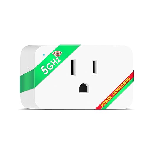 Wi-Fi Smart Plug 15A, Dual-Band 2.4GHz & 5GHz, Energy Monitoring, Compatible with Alexa, Google Home, Tuya Smart App, Remote Control, Timer, Compact Design, Smart Outlet, 1 Pack