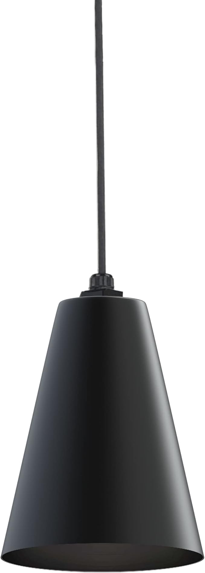 Steel Lighting Co. Laurel Pendant Light | Ceiling Mounted | 8.5 inch Cone Shade | Modern Contemporary Farmhouse Style Made in America | Black Cord | Matte Black Exterior/Matte Black Interior