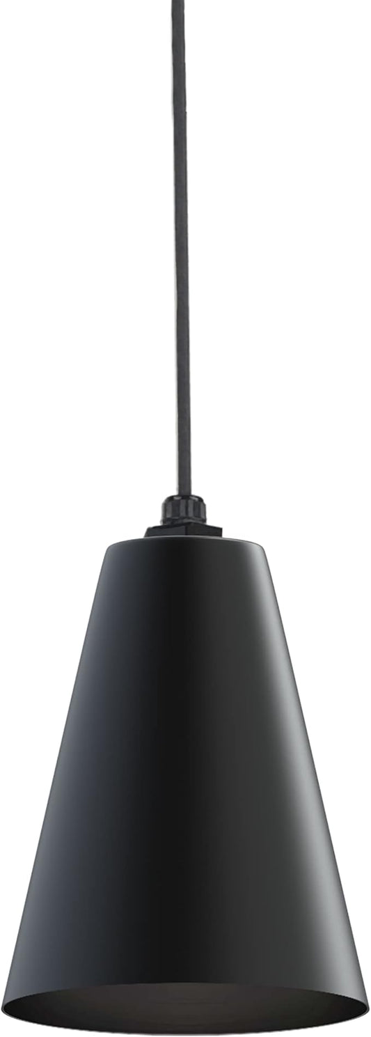 Steel Lighting Co. Laurel Pendant Light | Ceiling Mounted | 8.5 inch Cone Shade | Modern Contemporary Farmhouse Style Made in America | Black Cord | Matte Black Exterior/Matte Black Interior