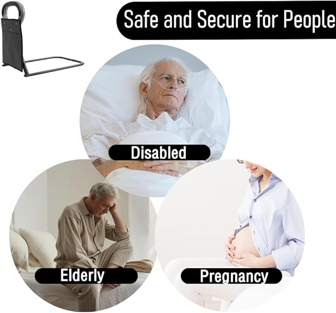 EASACE Bed Rails for Elderly Adults Safety,Adjustable Height Bed Assist Bar, Assistance for Getting in and Out of Bed,Bed Assist Rail with Storage Pocket.