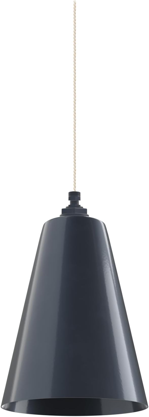 Steel Lighting Co. Laurel Pendant Light | Ceiling Mounted | 8.5 inch Cone Shade | Modern Contemporary Farmhouse Style Made in America | White Gold Cloth Cord | Gray Blue Exterior/Gray Blue Interior