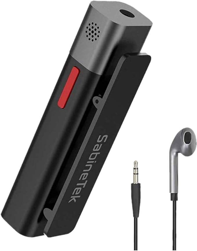 SabineTek Official SmartMike+ Ultra-Compact Wireless Bluetooth Microphone Long Distance Audio Recording Noise Reduction Lavalier Mic (14g) (Black)
