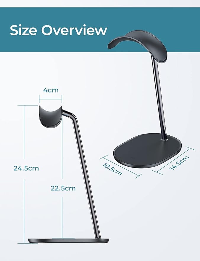 BENKS Desktop Headphone Stand Universal Headset Holder Hanger Mount with Protective Silicone Pad, Gaming Headset Accessories, Compatible with AirPods Max, Beats, Bose, Sony and so on(Black)