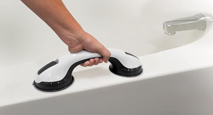 NL'AAHCÉ Grab Bars for Shower Heavy-Duty (2Pack) 12-Inch ADA Compliant Grab Bar for Seniors Shower Handles for Elderly Suction Handicap Safety Handrail for Bathroom Bathtubs Toilet Tiles Glass Black